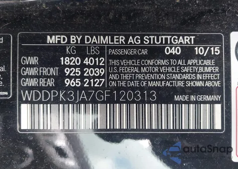 2016 Mercedes-Benz Slk 300 from USA, damaged, VIN WDDPK3JA7GF120313